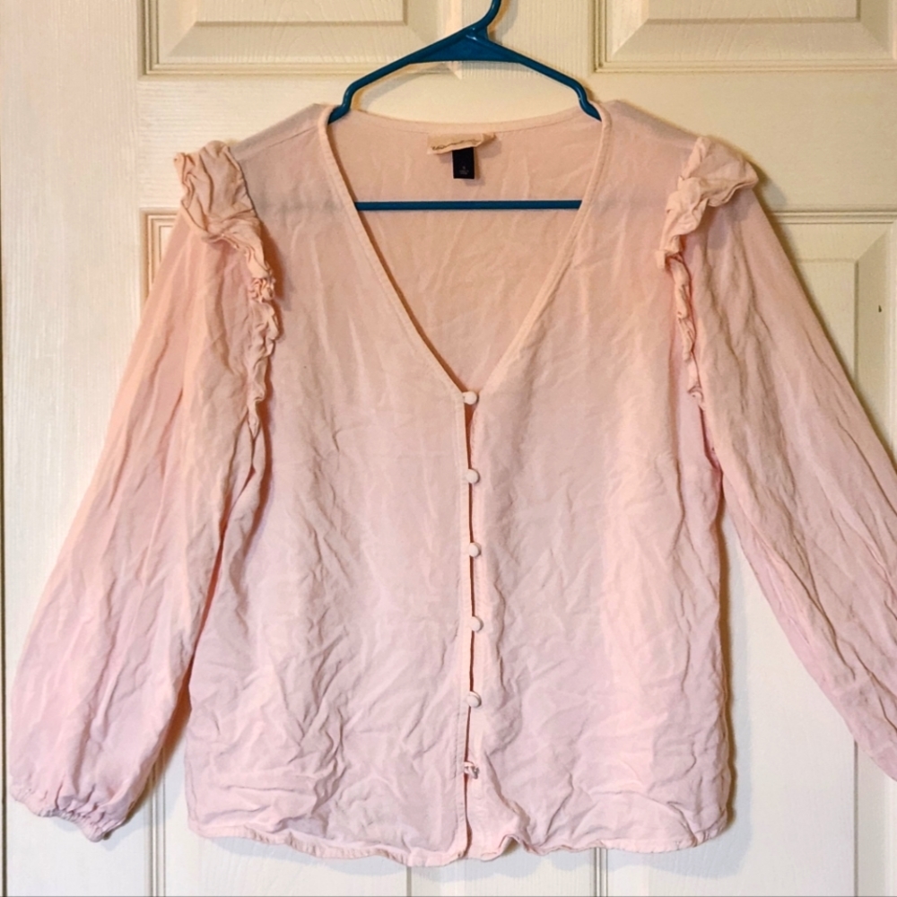 Universal Thread, Blush Pink Blouse, Button Up, S… - image 1